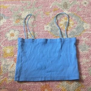 Zara Blue Ribbed Crop Top